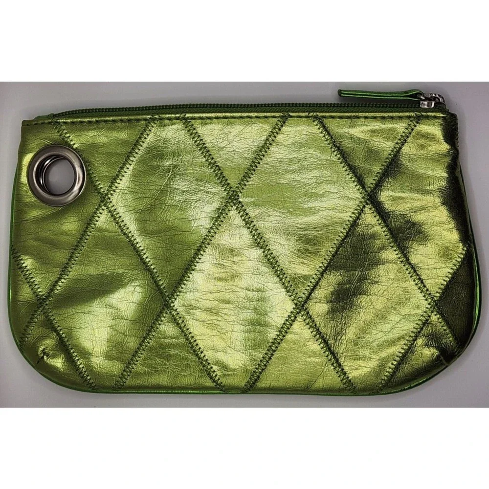 Metallic Green Zipper Clutch
